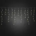 Produktbild: Konstsmide LED Eisregen Lichtervorhang, mit weißen Globes, 400 bernsteinfarbene Dioden, 24V, Außen (IP44), transparentes Kabel - 3673-803