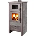 Produktbild: ProTermo Taurus Kaminofen mit Backfach – 12kW Holzofen mit Schamottstein 52 x 50 x 107cm, Anthrazit - Grau