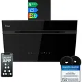 Produktbild: KKT KOLBE A+++ Dunstabzugshaube 80 cm 782 cbm/h Umluft Abluft Kopffrei Wandhaube | Schwarz | Glas | Nachlaufautomatik | Smart WiFi App WLAN | Senso... - Schwarz