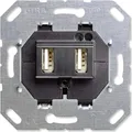 Produktbild: Gira USB-Spannungsversorgung 2-fach 235900 | USB-Steckdose Unterputz | 2x USB-A | 5V 3000mA | System 55 | Schwarz