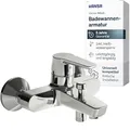 Produktbild: HANSA POLO Badewannenarmatur I Einhebelmischer mit Zugumsteller | Armatur Badewanne zur Wandmontage I Temperatur- & Wassermengenbegrenzer | G 1/2 Standard-Anschluss für Duschkopf mit Schlauch | Chrom