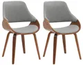 Produktbild: CLP Esszimmerstühle 2er Set Vangale, mit Armlehne und Rückenlehne, gepolstert für hohen Sitzkomfort, Bugholzgestell, Farbe:walnuss/dunkelgrau, Material:Stoff