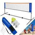 Produktbild: KESSER® Badmintonnetz, Tennisnetz 300cm 400cm 500 cm Federballnetz 3-Fach-Höhenverstellbar, Set bestehend aus Netz, 3x Feder- & Tennisball, stabilem Eisen-Gestell, Transporttasche, Indoor & Outdoor