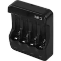 Produktbild: EMOS Akku-Ladegerät für 4 Zellen, 300 mA, universales NiMH, NiCd Batterieladegerät für 1-4x AAA, AA, USB, Micro-USB Kabel 60 cm, N9321