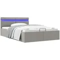 Produktbild: Bett Mit Bettkasten Hydraulisch Led Hellgrau Stoff 140x200 Cm Vidaxl 368592