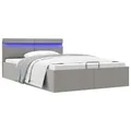 Produktbild: Bett mit Bettkasten Hydraulisch LED Hellgrau Stoff 140x200 cm