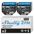 Produktbild: Shelly Plus 2PM | Wlan 2 Kanäle Smart Relais Schalter | Rolladenschalter mit Stromverbrauchsmessung | Hausautomation | Google Home Alexa Zubehör | iOS Android App (2 Pack)
