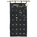 Produktbild: Papierdrachen Adventskalender 2025 - bestickter Stoff-Wandkalender in Schwarz & Gold - mit Taschen zum Befüllen - hochwertig & wiederverwendbar