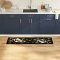 Produktbild: Küchen Teppich Floral Schwarz 150 x 45 cm Samt vidaXL