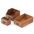 Produktbild: DESIGN DELIGHTS Schreibtisch Organizer Set Office | 3-teilig, Mahagoni-Holz l | rustikale Stiftehalter, Dokumentenablage, Büro Aufbewahrungskisten | Farbe: 01 Natur-Vintage