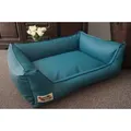 Produktbild: Hundebettenmanufaktur Hundekorb Hundesofa Schlafplatz Kunstleder Similpelle von XS bis XXL blau 100 cm x 120 cm