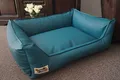 Produktbild: Hundebettenmanufaktur Hundebett Hundesofa Schlafplatz Kunstleder Similpelle Farbe und Größe wählbar von XS bis XXL (120 cm X 100 cm, Petrol)