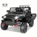 Produktbild: 12V Elektro Kinderfahrzeug Kinderauto Jeep mit Tür, 2x Motoren, mit Fernbedienung, LED Lichts, eingebauter Musik, Bluetooth-Verbindung, schwarz