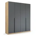 Produktbild: Drehtürenschrank - grau-Artisan Eiche - 4 Türen - 181 cm Kleiderschrank Schrank