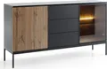 Produktbild: Wohnzimmer Sideboard mit Beleuchtung in schwarz mit Wotan Eiche SIBARI-160