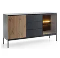 Produktbild: Lomadox Sideboard SIBARI-160, Sideboard in schwarz mit Wotan Eiche Nb., grifflos B/H/T 154/83/39 cm
