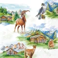 Produktbild: 20 Servietten Mountain Wildlife Tiere Gemse Murmeltier Hochgebirge Alpen 33x33cm