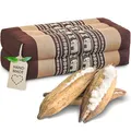 Produktbild: livasia Block Yogakissen eckig - 17x34x12cm - Meditationskissen mit Kapok, Stützkissen Bolster rechteckig, Yoga Pilates Zubehör Nackenkissen, Thaikissen fest handgefertigt (Braun/Elefanten)