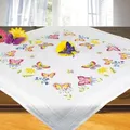 Produktbild: KAMACA Stickpackung Tischdecke Kreuzstich Tiere vorgedruckte Stickdecke inkl. Stickgarn Stickvorlage und Anleitung Stickset zum Selbersticken für ...