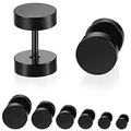 Produktbild: Mirrwin 6 Paar Ohrstecker Schwarz Fake Plugs Ohrringe Schraube Helix Tragus Piercing Allergiefrei Ohrstecker Stecker Ohrschmuck 5-10mm Creolen Tunnel Ohrringe Hantel Ohr Piercing Männer und Frauen