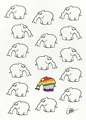 Produktbild: KRACHT Geschirrtuch Halbleinen Druck Ottifant Rainbow 50x70 cm