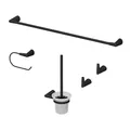 Produktbild: Vicco Badzubehör-Set Tauri, Schwarz, 5 Teile, besteht aus WC-Papierhalter, Toilettenbürste, Handtuchhalter breit und 2 Haken