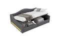 Produktbild: SOFTWEARY Schlafsofa mit Bettfunktion, 140x200 cm, Polsterbett mit LED-Beleuchtung, Lattenrost und Stauraum, Doppelbett, Stauraumbett, Leinen
