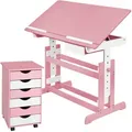 Produktbild: tectake Schreibtisch, Rosa, Holz, Rechteckig, 55x94x109 cm, Arbeitszimmer, Schreibtische, Jugend- & Kinderschreibtische