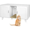 Produktbild: Relaxdays Katzenschrank MDF Holzwerkstoff Eisen Weiß mit 2 Kammern Höhenverstellbar Rutschfest 65 cm x 120 cm x 52 cm 25,2 kg