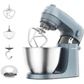 Produktbild: Kenwood Go Küchenmaschine KZM35.000GY, platzsparend, inkl. 4-Liter-Schüssel, K-Haken, Ballonschneebesen, Knethaken, Spritzschutz & Messlöffel, Metallgehäuse mit Tragegriff, 800W, Blau