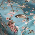 Produktbild: Wachstuch Wachstischdecke Tischdecke Gartentischdecke Vogel Spatz Türkis Eckig 130 x 130 cm abwaschbar gefaltet