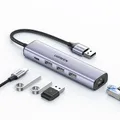 Produktbild: Ugreen Multifunktionsadapter HUB USB 3.0 - 3 x USB / Ethernet RJ-45 / USB Typ C PD grau (CM475)