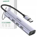 Produktbild: UGREEN 5in1 USB-A auf 3x USB 3.0 + RJ45 + USB-C Adapter CM475 (grau)