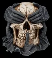 Produktbild: Totenkopf Figur - Nichts Böses by Spiral - Gothic Halloween Skull Deko  13 cm