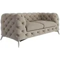Produktbild: S-Style Möbel Chesterfield-Sofa, Creme, Textil, Echtholz,Buche, Birke, 2-Sitzer, Füllung: Polyetherschaumkern, 185x75x100 cm, Blauer Engel, Oeko-Tex®, Hergestellt in Europa, FSC Mix, Wohnzimmer, Sofas & Couches, Sofas, 2-Sitzer Sofas