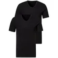 Produktbild: H.I.S Unterziehshirt (2-St) mit V-Ausschnitt und kleinem Logo, Unterhemd, T-Shirt schwarz L