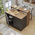Produktbild: ROOMART Kücheninsel Cortado – Küchentisch & Bartisch, BHT: 120 x 100 x 80 cm – Platzsparend & Modern für Küche & Esszimmer (Anthrazit-Eiche)