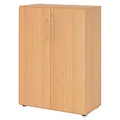 Produktbild: bümö Aktenschrank abschließbar, Büroschrank Holz 80cm breit in Buche - abschließbarer Schrank mit Aktenregal für's Büro & Arbeitszimmer, Büro Möbel Ordnerschrank mit Schloss