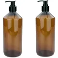 Produktbild: mikken 2 Seifenspender 1000 ml Lotionspender aus Kunststoff Braun inkl. Etiketten