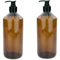 Produktbild: 2 Seifenspender 1000 ml Lotionspender aus Kunststoff Braun inkl. Etiketten