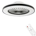 Produktbild: HSL – LED Deckenventilator mit Licht – Timerfunktion, Dimmbar & Farbwechsel – Deckenleuchte mit Fernbedienung – Leiser Ventilator für alle Zimmer – Ø 50cm – 40W LED Lichtleistung + 15W Ventilator