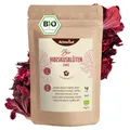 Produktbild: Hibiskusblüten Bio ganz getrocknet 250g | leicht säuerlich-fruchtiger Geschmack | in Bio-Qualität | süß-aromatischer Hibiskustee | ideal für Salate, Desserts, Kuchen, Joguhrts | vom Achterhof