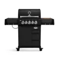 Produktbild: BURNHARD® 3-Brenner Gasgrill Edelstahl inkl. Heckbrenner, mit Gusseisen Grillrost & inkl. stabiler Abdeckhaube, Seitenkochfeld mit Infrarot Keramikbrenner, Schwarz - EARL