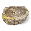 Produktbild: Waschbecken Versteinertes Holz 43x36cm Naturstein Aufsatz Becken Gäste WC / Bad