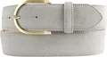 Produktbild: BELTINGER Damen-Gürtel aus Veloursleder 4 cm | Velour-Gürtel für Damen 40mm | Wildleder-Gürtel 4cm mit goldener Gürtelschnalle | Hellgrau 85cm