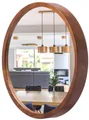 Produktbild: STOLARNIA PIKA Wandspiegel mit Holzrahmen (37 cm) - Spiegel Rund Holz Nussbaum - Runder Badspiegel für Badezimmer, Flur, Wohnzimmer, Schlafzimmer