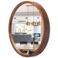 Produktbild: STOLARNIA PIKA Wandspiegel mit Holzrahmen (∅37 cm) - Spiegel Rund Holz Nussbaum - Kleine Runder Bad Spiegel für Badezimmer, Flur, Wohnzimmer, Schlafzimmer - Stilvoller 40 cm Badspiegel LEJA