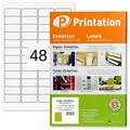 Produktbild: Printation Folienetiketten 45,7 x 21,2 mm kristallklar transparent - 1200 Aufkleber/Sticker glasklar 45,7x21,24/25 Blatt DIN A4-48 Klebeetiketten selbstklebend mit Laser Drucker bedruckbar pro Blatt