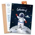 Produktbild: MeinBaby123® 10 Einladungskarten Kindergeburtstag Jungs | süße Geburtstagseinladungen für Kinder | Astronaut Einladungskarten | inkl. 10 Briefumschläge | Premium Qualität (Astronaut V1)