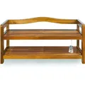 Produktbild: Schuhregal Fsc®-zertifiziert Akazien Holz Massiv Bad Diele Flur Bad Schuhschrank Schuhaufbewahrung Schuhständer Braun 2 Regalböden - Casaria